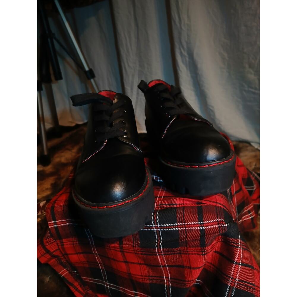 Lamoda Black Chunky Platform Lace-Up Oxford Shoes US 7 - Picture 7 of 7